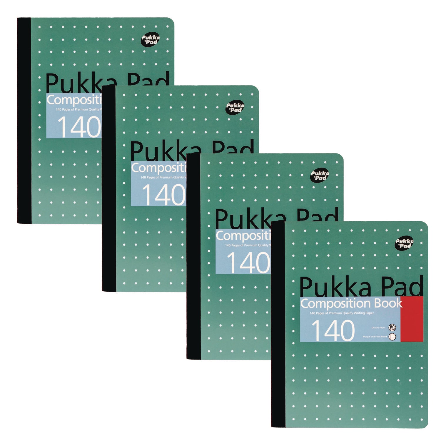 pukka-pad-composition-book-medium-college-rule-metallic-green-with-white-dots-cover-70-9-75-x-7-5-sheets-4-pack-puk8796met_1